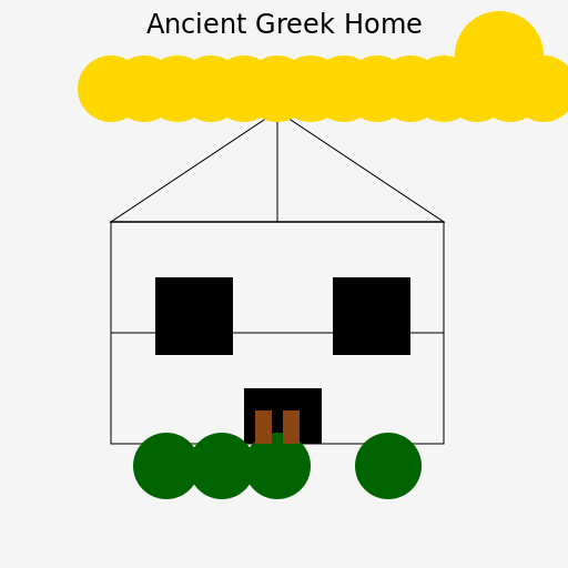 Realistic Ancient Greek Home - Ink and Watercolor Art - DrawGPT