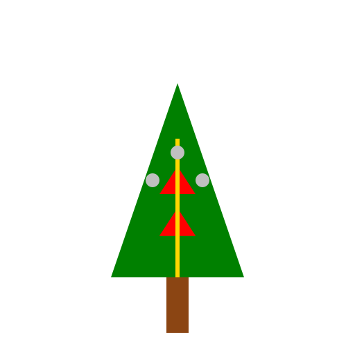 Christmas Tree with Red Bows, Gold Ribbon, and Silver Ornaments - DrawGPT