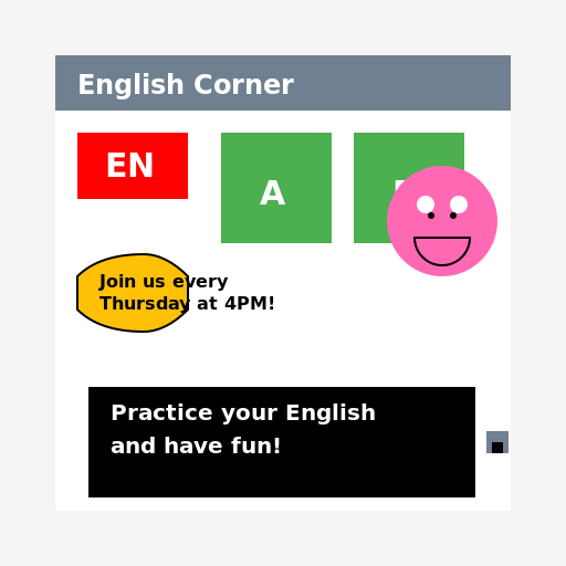 English Corner Room Board Design - DrawGPT