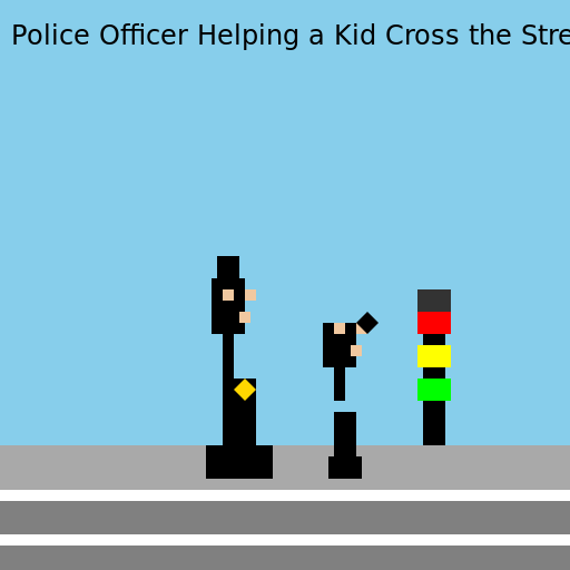 Police Officer Helping a Kid Cross the Street - DrawGPT