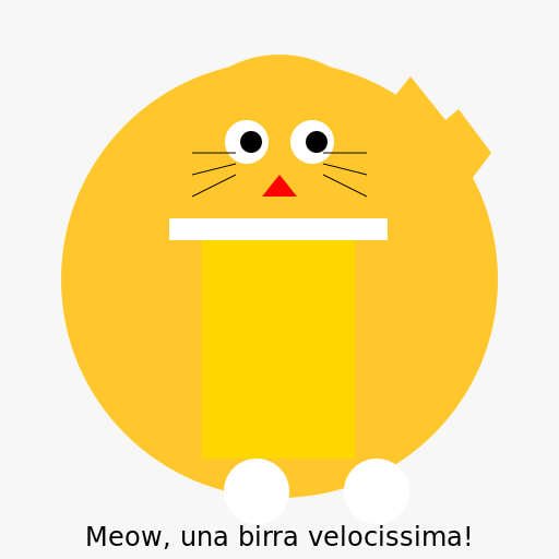 Gatto che corre con una birra in mano - DrawGPT