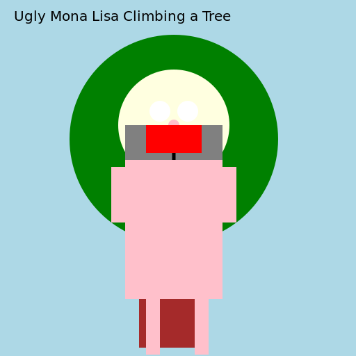 Ugly Mona Lisa Climbing a Tree - DrawGPT