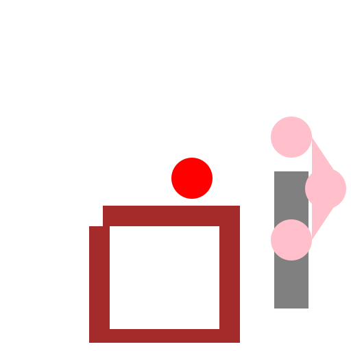 Chair on a White Floor with an Apple and a Vase with Pink Flowers - DrawGPT