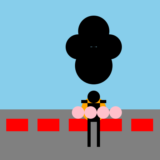 Muscular Traffic Policeman Protecting Children from a Car Monster - DrawGPT