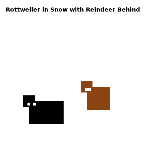 Rottweiler in Snow with Reindeer Behind - DrawGPT