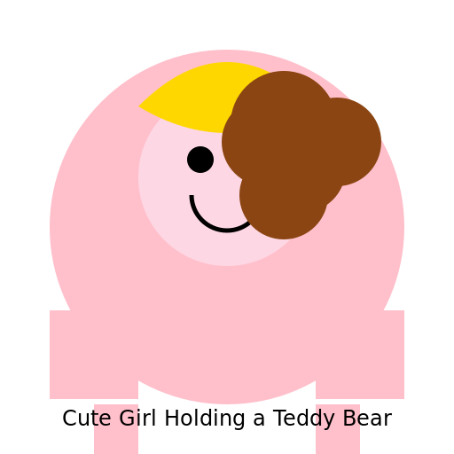A Girl Holding a Cute Teddy Bear - DrawGPT