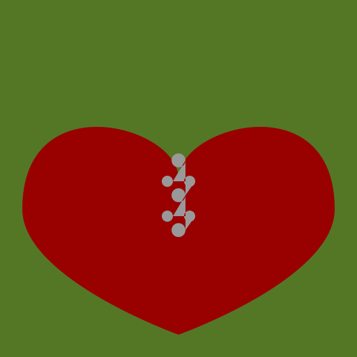 Aerial View of a Grassy Field with Red Wild Flowers in the Shape of a Heart - DrawGPT