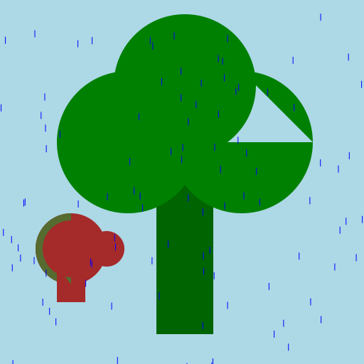 A turtle walking towards a tree while raining - DrawGPT