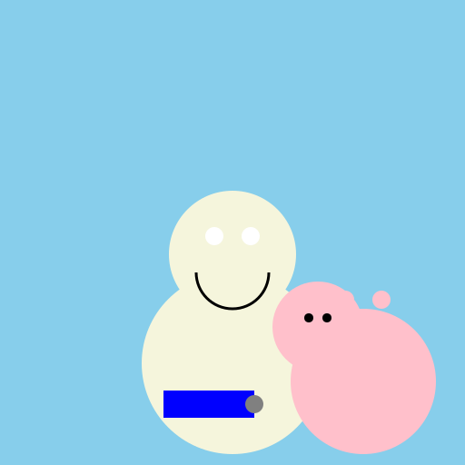 A guy enjoying a barbecue with a pig and a water gun - DrawGPT