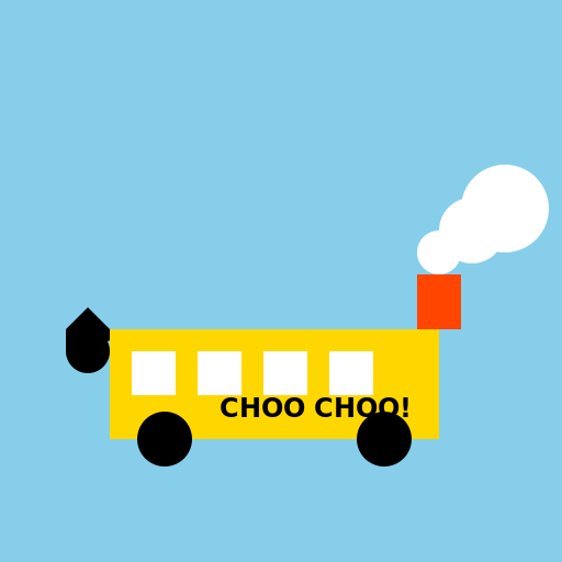 Side view of a simple cartoon train - DrawGPT
