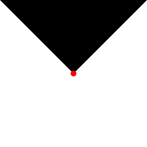 Triangle logo with half top in black, half bottom in white, and a red dot at the center - DrawGPT