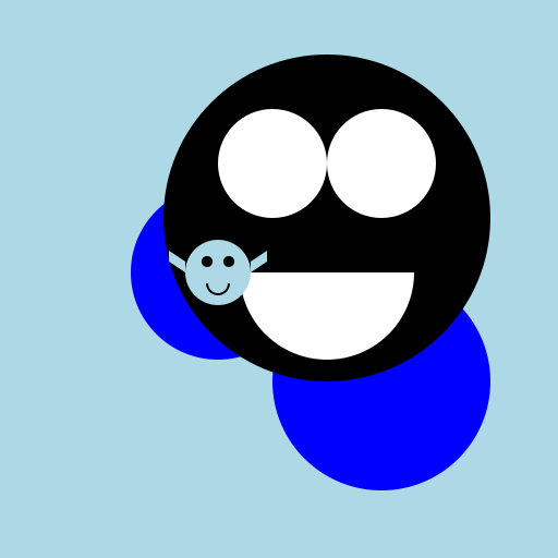 Two Blue Blobs Being Scared of a Black Monster - DrawGPT