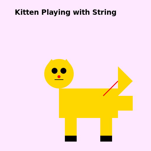 Cute Kitten Playing with String - DrawGPT