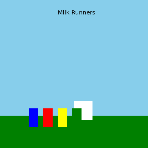 Four Men Running Towards a Gallon of Milk - DrawGPT
