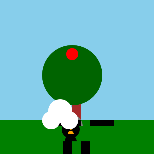 Newton in his apple garden - DrawGPT