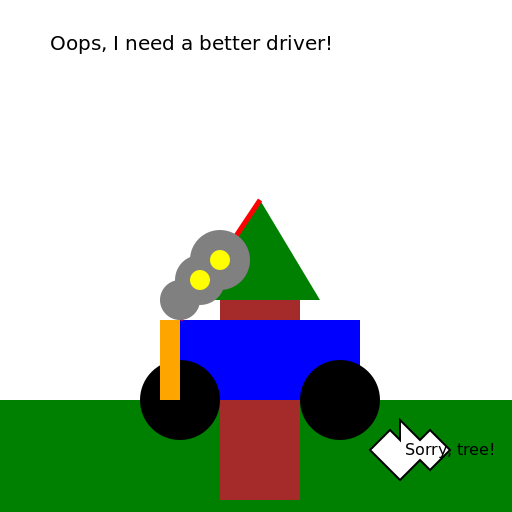 Çizmesi kolay ağaca çarpan araba - DrawGPT