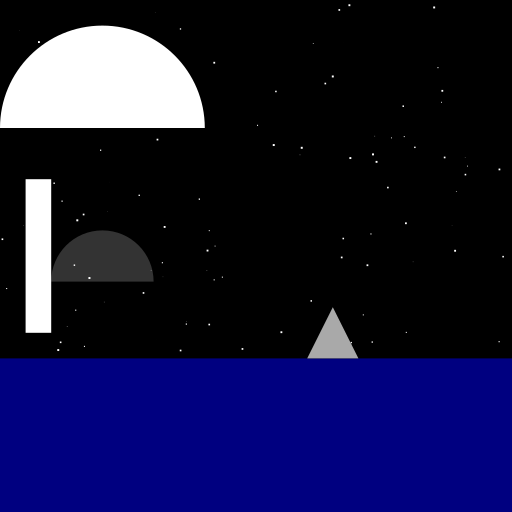 Night Sky with Moon and Beacon - DrawGPT