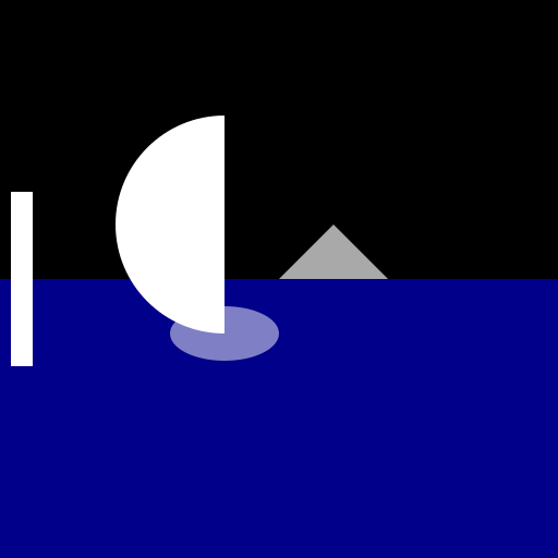 Night Sky with Moon and Beacon - DrawGPT