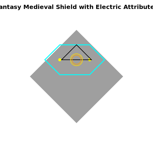 Fantasy Medieval Shield with Electric Attributes - DrawGPT