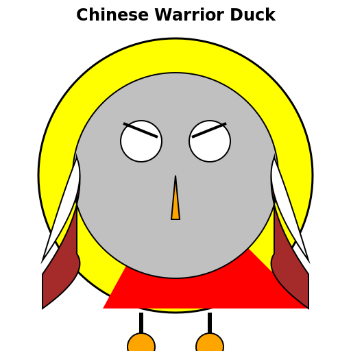 Chinese Warrior Duck in Kung Fu Robes and Chain Mail Mask - DrawGPT