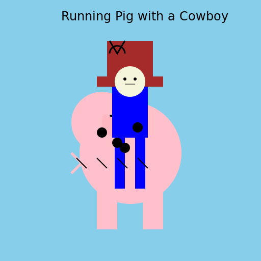 Running Pig with a Cowboy on it - DrawGPT