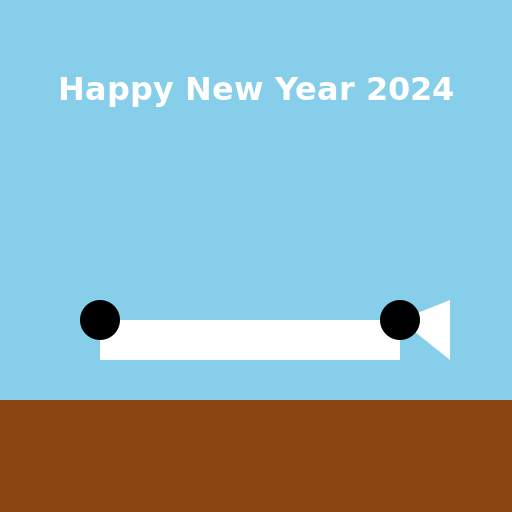 Happy New Year 2024 - Boeing Airplane Taking Off Ground - DrawGPT