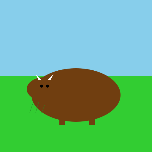 A Peaceful Buffalo Grazing in the Meadow - DrawGPT
