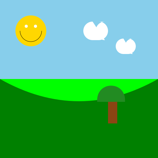 Cheerful Day on a Whimsical Hill - DrawGPT