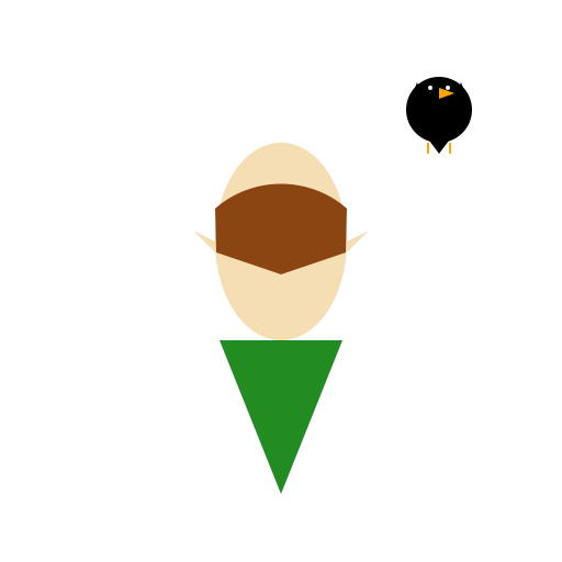 Ranger Elf with Cloak and Crow Companion - DrawGPT