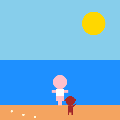 Beach Day with a Girl and Her Dog - DrawGPT