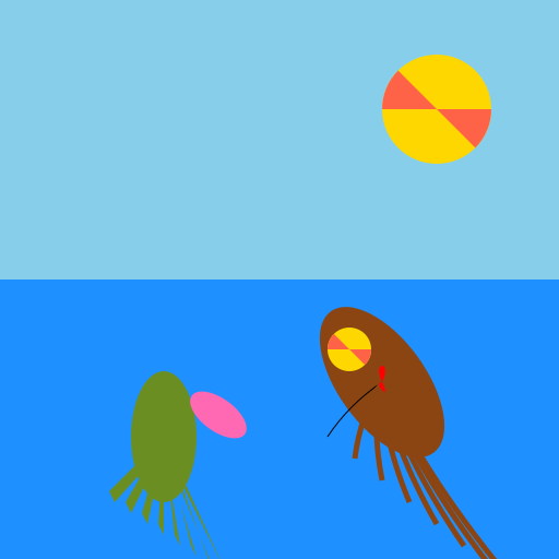 Friendly Sea Monsters' Pool Party - DrawGPT