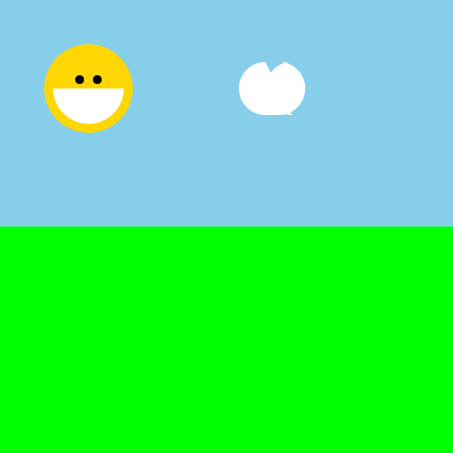 Whimsical Landscape with a Smiling Sun - DrawGPT