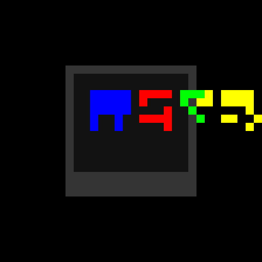 Colorful Retro Microsoft Logo with Pixelated Characters on a Computer Monitor - DrawGPT