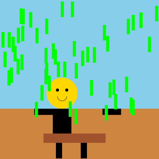 Happy Guy with Empty Wheelbarrow and Dollar Bills Falling - DrawGPT