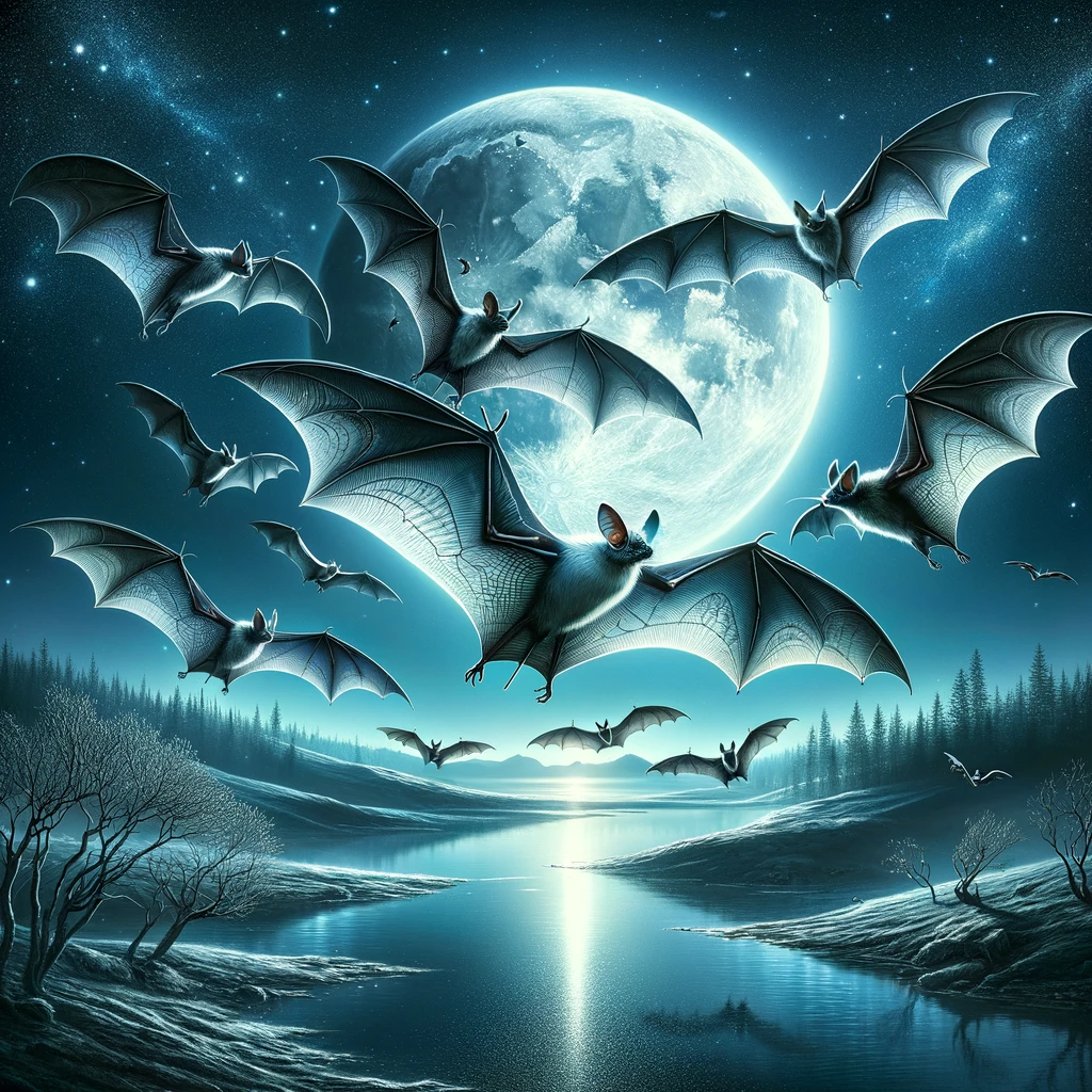 Cool Bats Under Moonlit Sky - DrawGPT