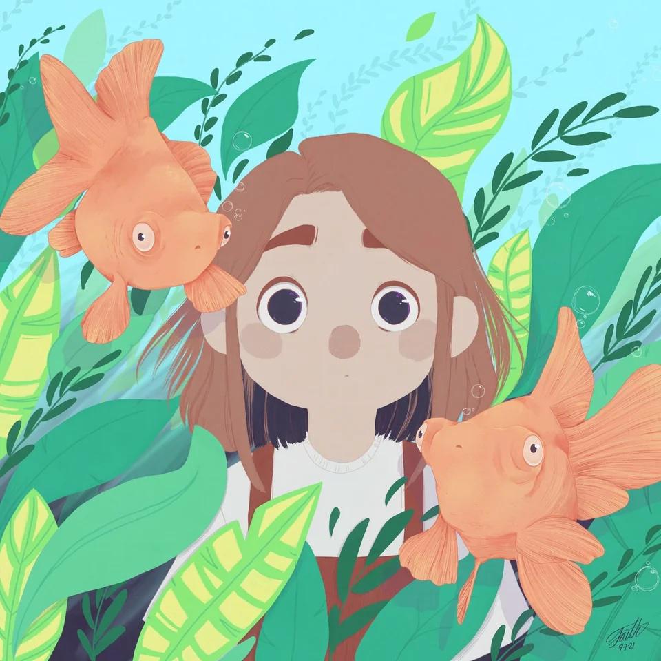 Child with Goldfish - Style Reference - DrawGPT