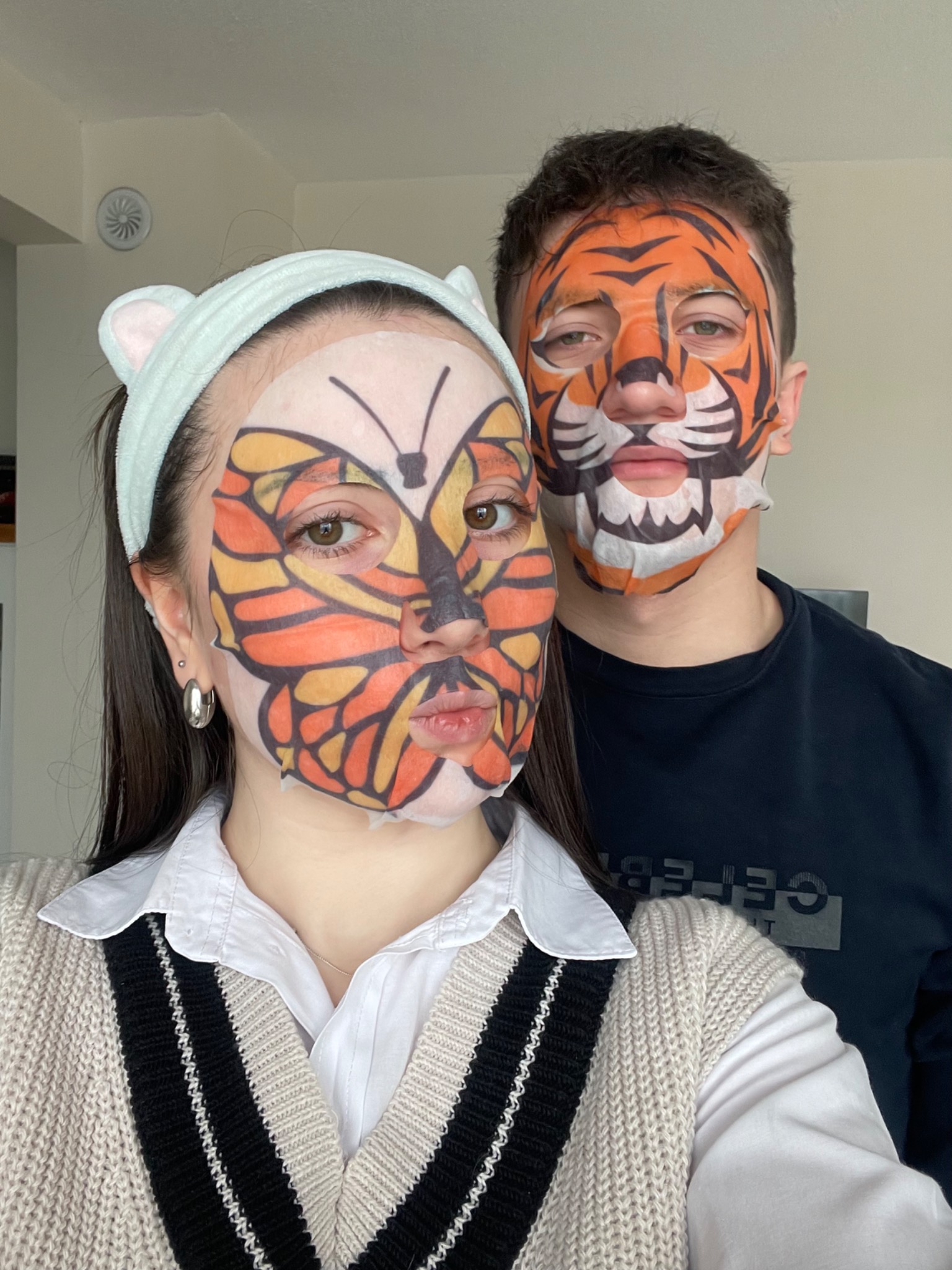 Butterfly and Tiger Face Mask Selfie - DrawGPT