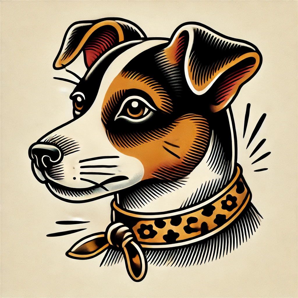 Jack Russell Tattoo Old School - DrawGPT