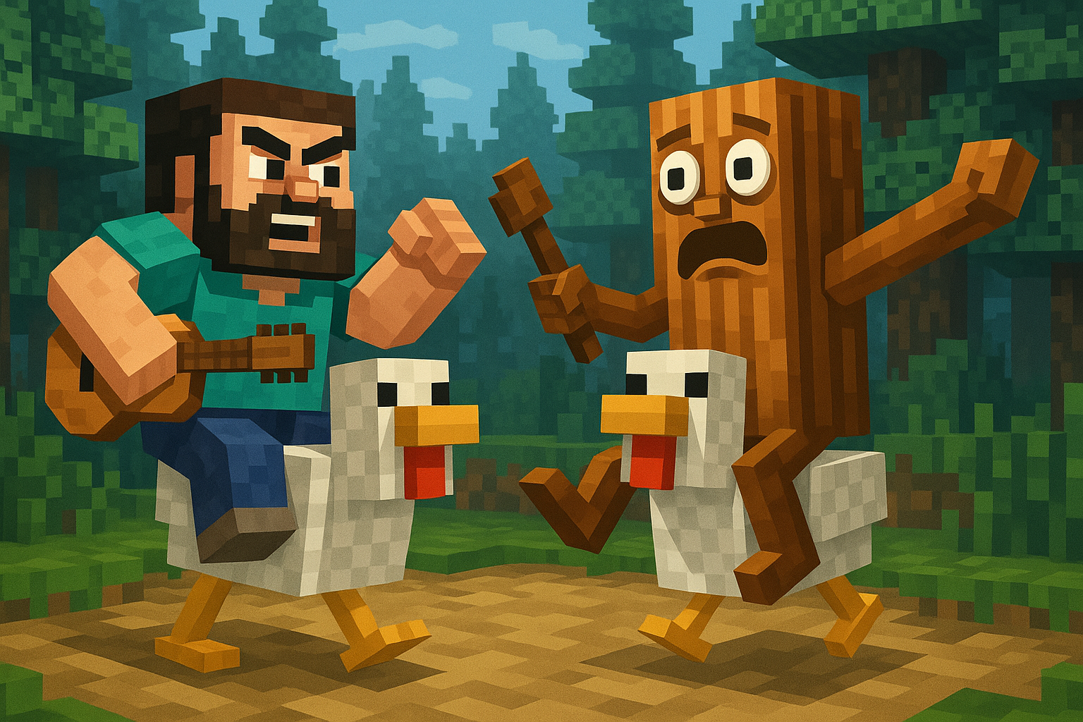 Chicken Jockey Battle with Lava - DrawGPT