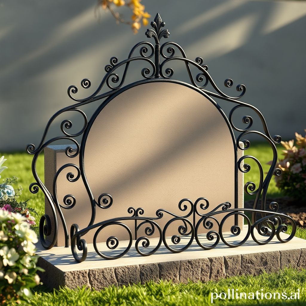 Metal Grave Surround with Scrolls - DrawGPT
