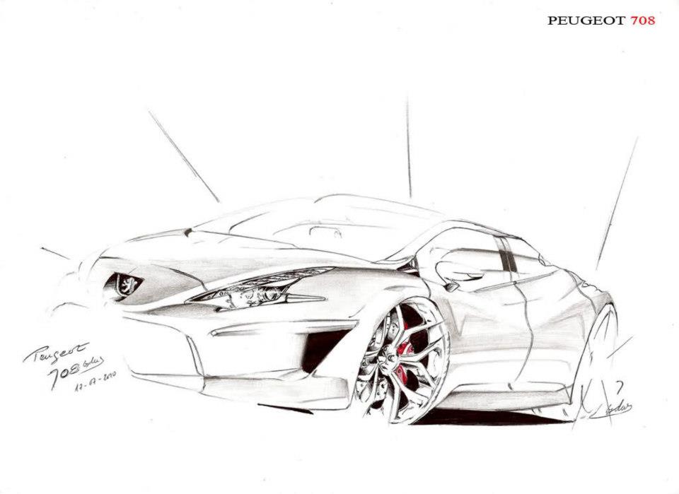 Peugeot 708 Concept Car Sketch (Alt) - DrawGPT