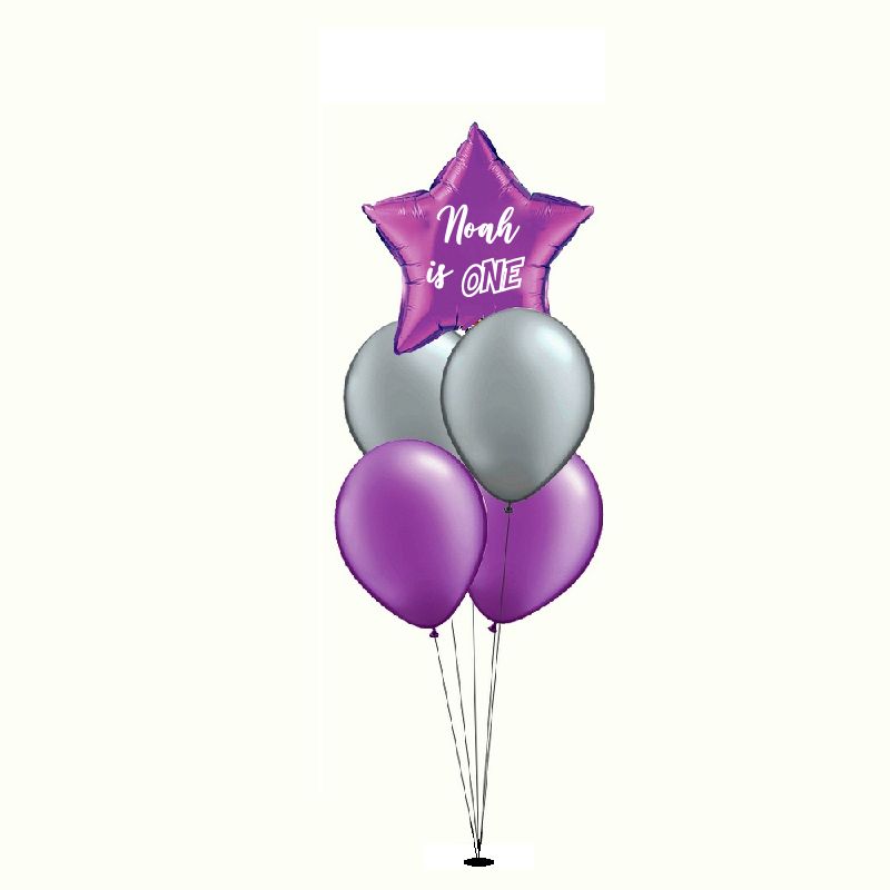Gold Star Blue Silver Balloon Bouquet - DrawGPT
