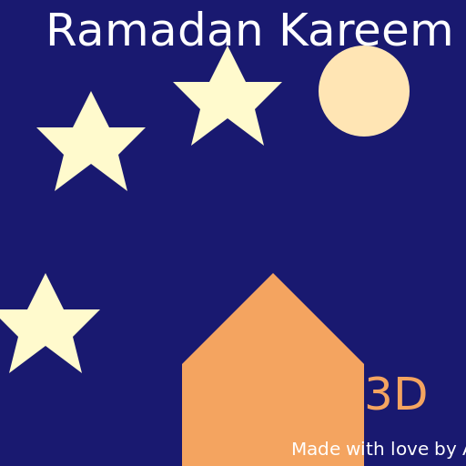 Ramadan Kareem with Mosque, Moon and Stars at Night 3D - AI Prompt #20447 - DrawGPT