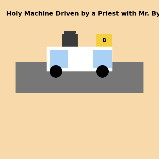 Holy Machine Driven by a Priest with Mr. Bynas as Passenger - AI Prompt #20717 - DrawGPT