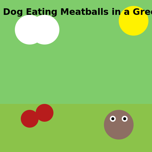 Dog Eating Meatballs in a Green Field with Ducks - AI Prompt #21754 - DrawGPT