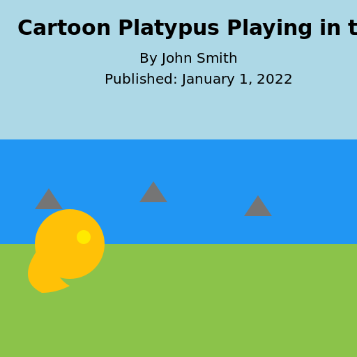 Cartoon Platypus Playing in the Australian River Book Cover - DrawGPT