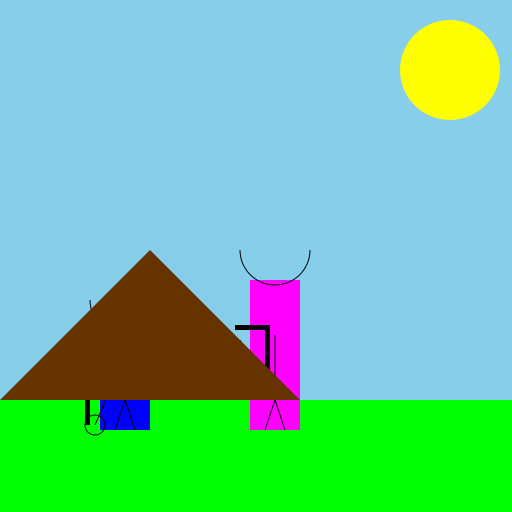 Boy and girl cycling uphill - DrawGPT