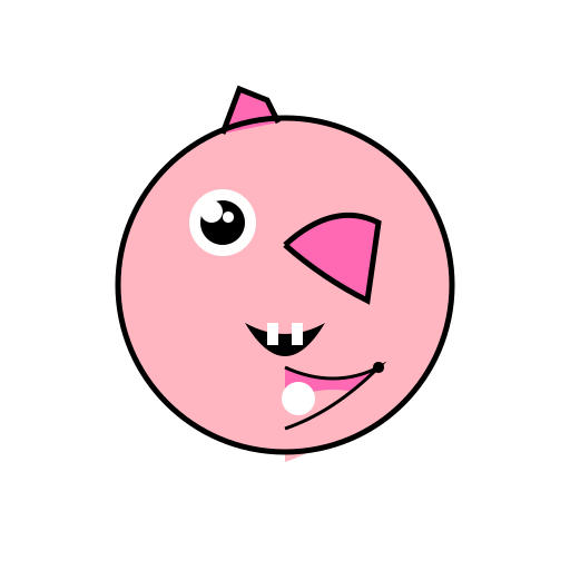 Pink Devil with a Long Tongue and a Wing - DrawGPT