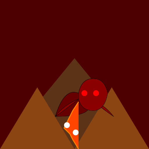 Dragon Flying Between Two Mountains with Fire Breath in Dark Red Sky - DrawGPT