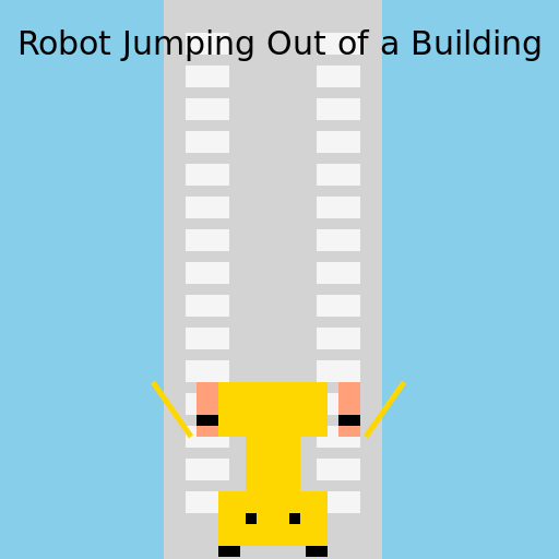 Robot Jumping Out of a Building - DrawGPT